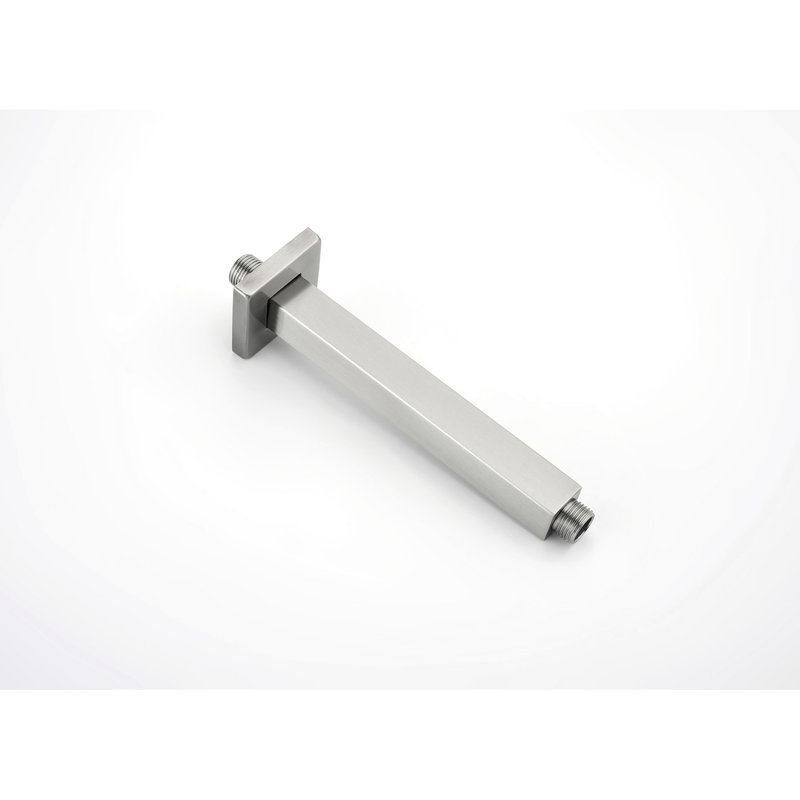 Pomme de douche, système de fixation au plafond 16 po, laiton et acier inoxydable, nickel brossé, système de salle de bain tranquille, rafraîchissement