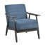 Fauteuil d'appoint décontracté bleu, structure gris foncé, coussin de dossier attaché, chaise de hauteur de 31,5 po pour le salon, base en bois massif, style transitionnel, ensemble de 20,5 po