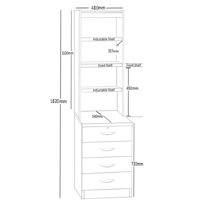 Mildura 48cm Wide 4 -Drawer File Cabinet, Black Havana