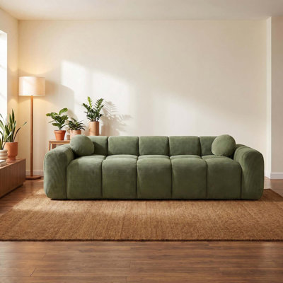Corduroy Cloud Puff Sofa with No Assembly for Living Room Small Space Comfortable Seating