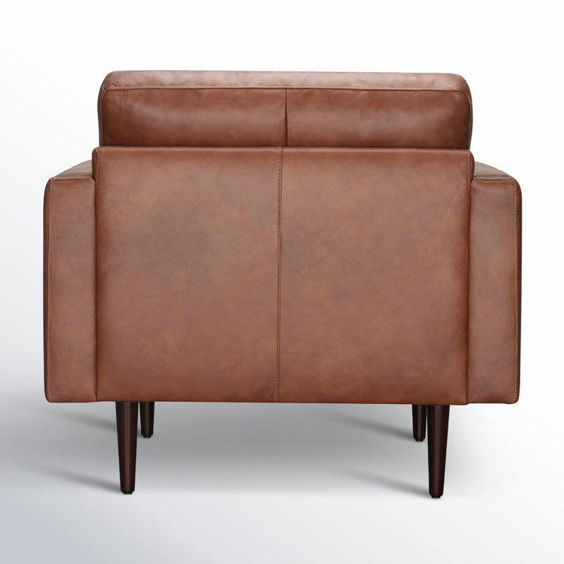 Arlo 38.6" Top Grain Leather Chair, Vintage Brown Top Grain Genuine Leather
