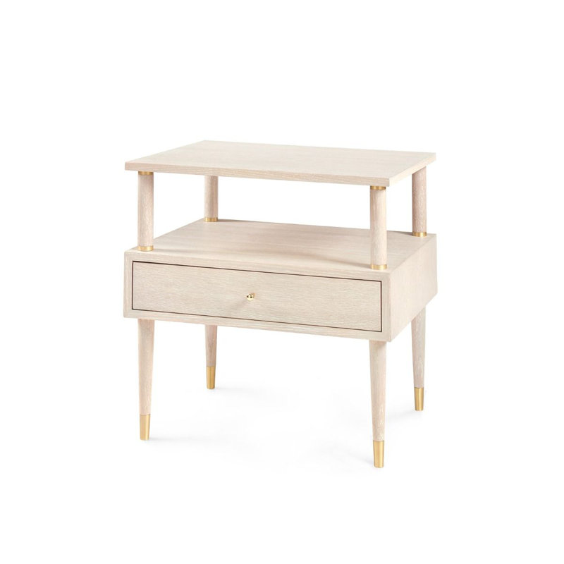 Gabriel Solid Wood End Table, Bleached Cerused Oak