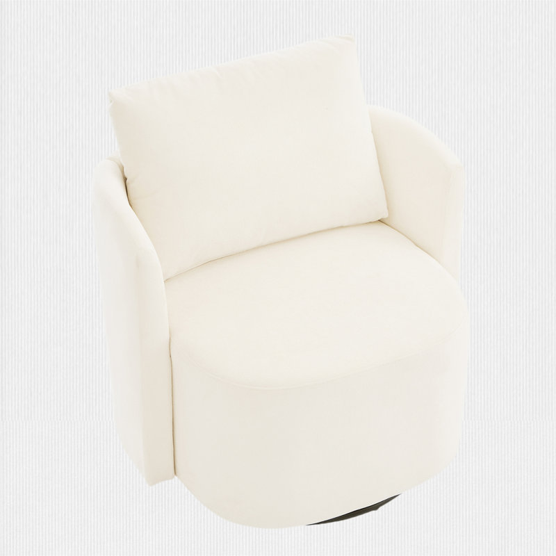 Swivel Accent Chair, Beige Chenille