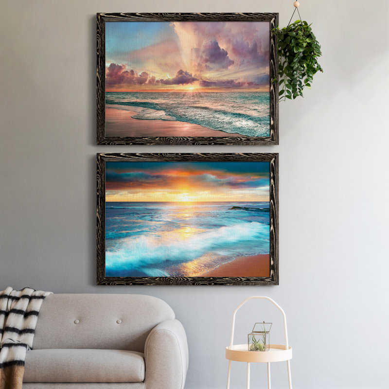 Copper Beach - Ensemble de 2 photos sur toile tendues, H 37,5 po x l 55 po x P 1,5 po, Cadre noir