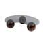 Chrisina Modern Coffee Table with 100% Tempered Glass Top, 47.2 x 11.8 x 27.6 inches | Durable Polyurethane Casting Legs | Stylish Walnut & Grey Finish | Perfect for Living Room or Office, Sleek and Contemporary Design-112290065-112290063