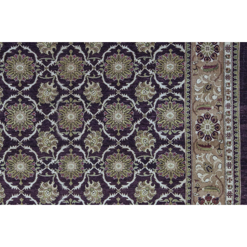 Sultanabad Wool Oriental Area Rug in Aubergine/Gold