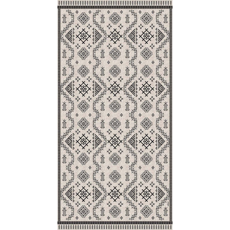 Aztec Black Easy to Clean Kitchen Mat, Rectangle 2.6' x 6.5' 