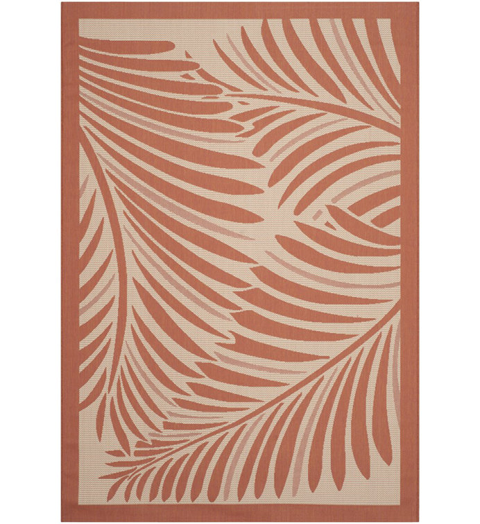 Tapis floral beige / terracotta