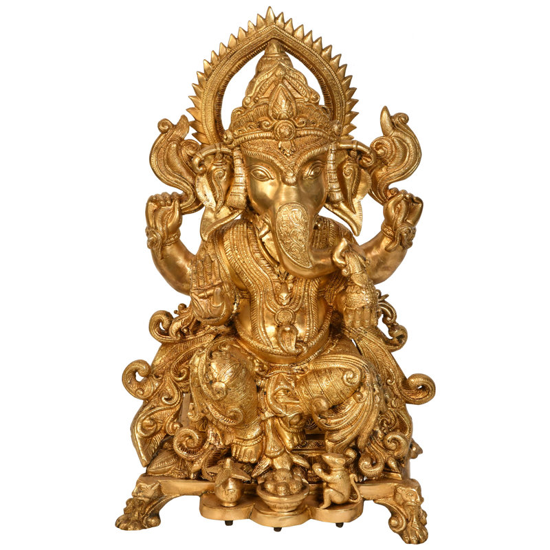 Statue de l'adoration du dieu Ganesha avec Laddoos et noix de coco