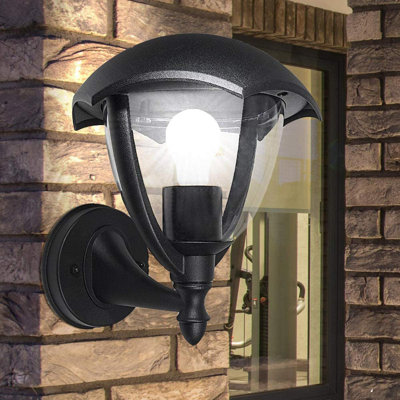 Sacide Black Hardwired Outdoor Wall Lantern