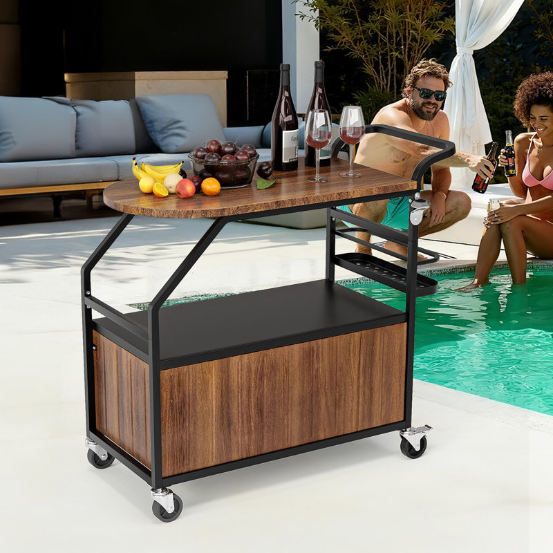 Winado 80 pte Chariot de terrasse avec table à roulettes Brown, Brun