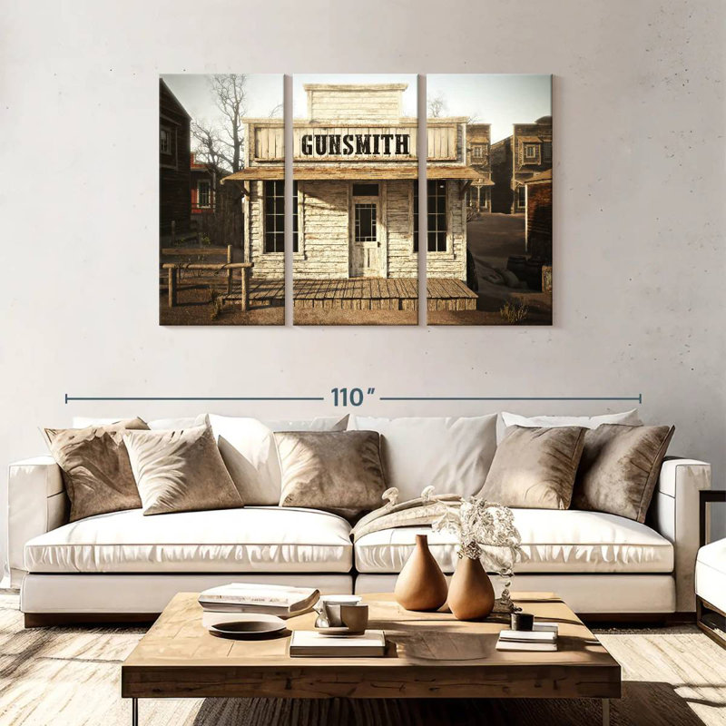 Lelar Western Gunsmith Shop, H 48 po x l 74 po