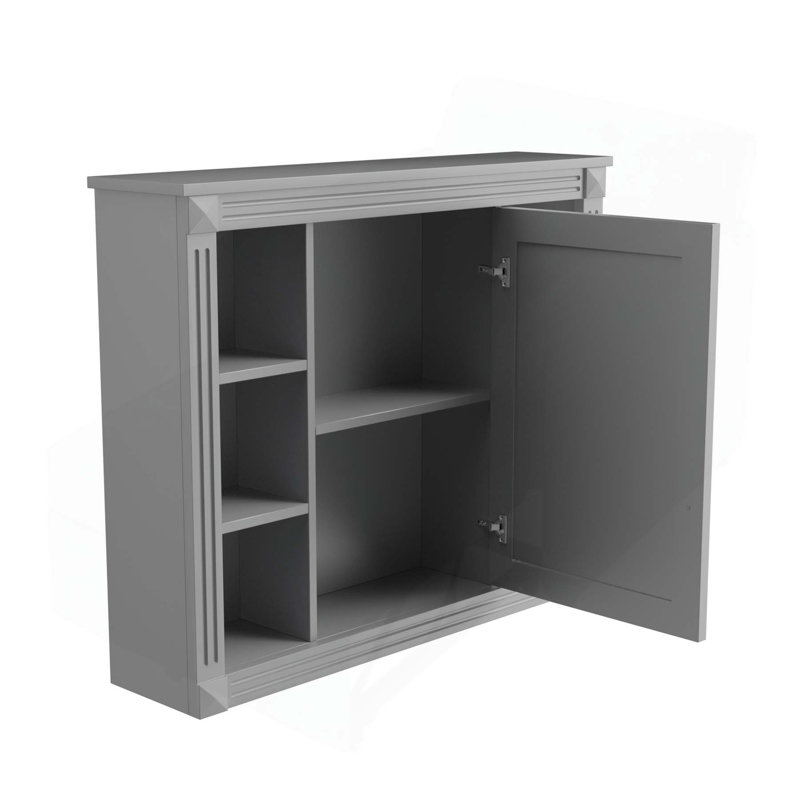 Armoire de salle de bain murale polyvalente avec plusieurs tablettes et un design élégant, Gris