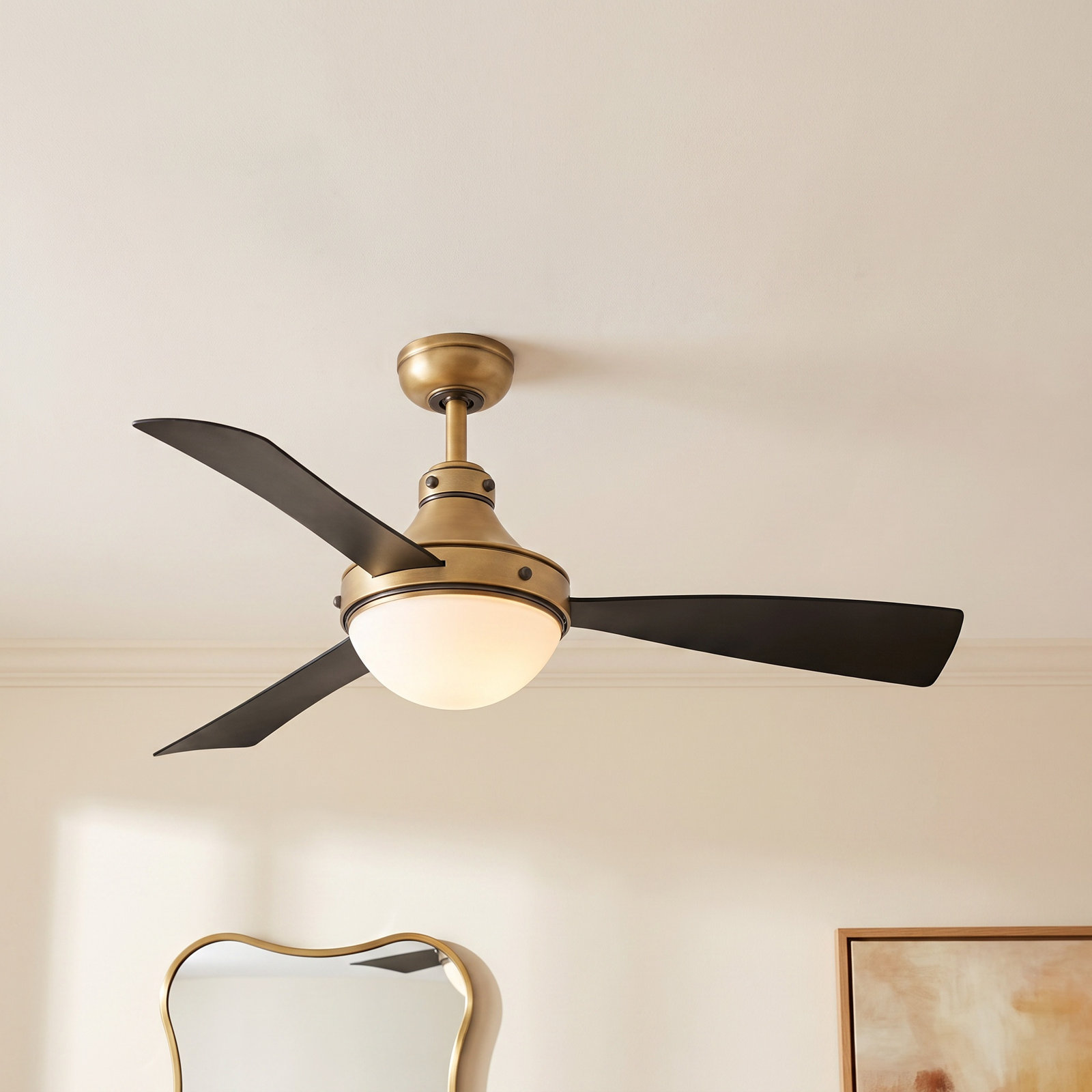 Burghard 50'' 3 Blade Ceiling Fan with LED Light Kit, Matte Black/Gold