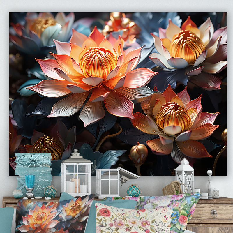 " Elegance In Lotus Blooms I ", Wrapped Canvas, 30" H x 40" W x 1.5" D