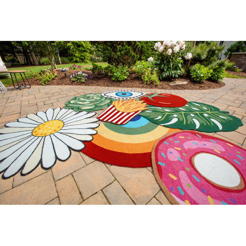 Multicolor Half Moon Rainbow Kitchen Mat with Cotton Backing