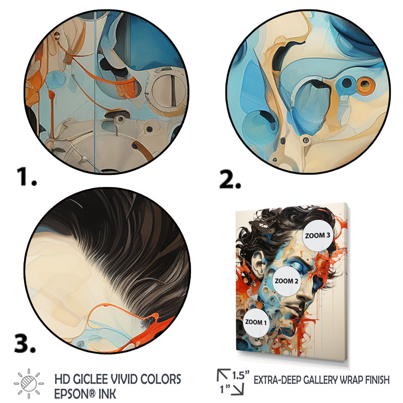 Reproduction sur toile Quanzie surréalisme l'anatomie du désir, Cadre flottant noir, H 40 po x l 30 po x P 1,5 po