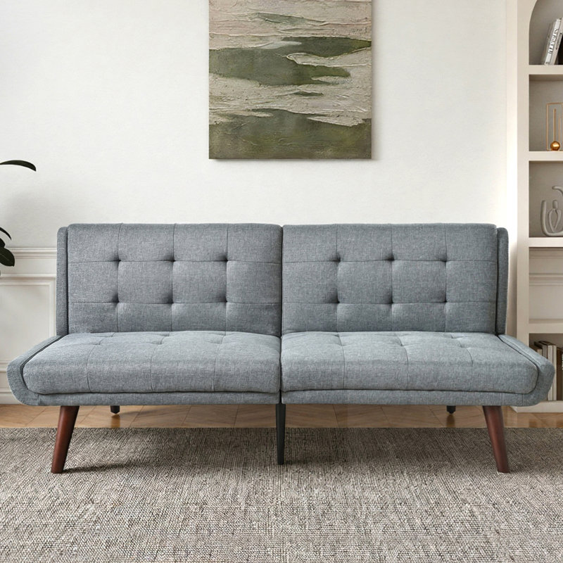 Futon Sofa With Adjustable Backrest, Gray