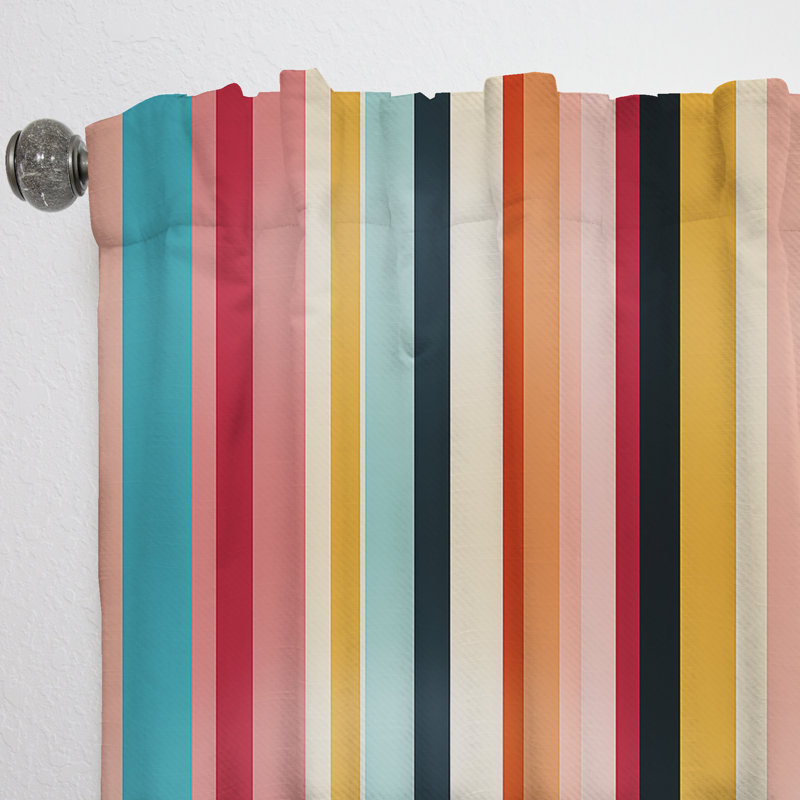 Motif rayé Mid-Century pastel - Rideau rayé - Velours obscurcissant - 1 panneau, L 52 po x L 120 po