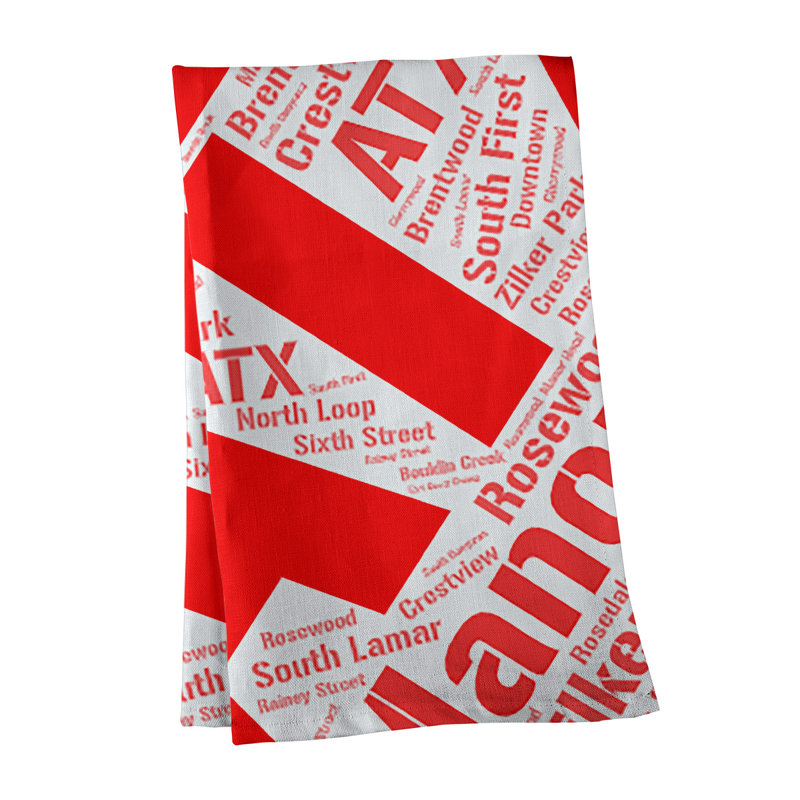 Cotton Tea Towel Kitchen Towel, Red, Austin