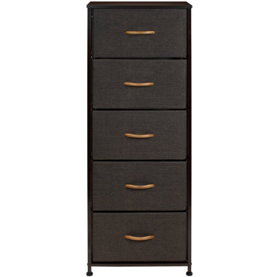 Sorbus Narrow 5 Drawers Nightstand with Steel Frame, Wood Top, & Fabric Bins by Sorbus