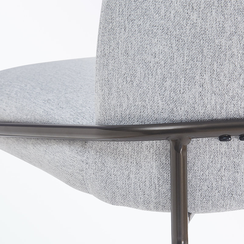 Ensemble de 2 tabourets de bar rembourrés en métal avec repose-pieds, Gris, Noir