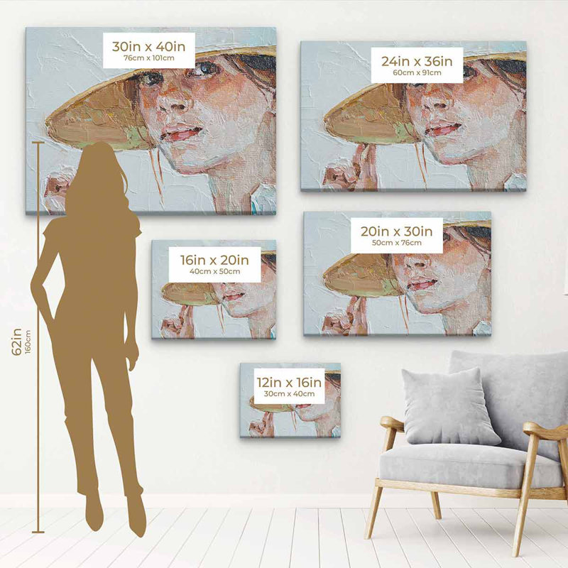 «Hardine White Girl» - peinture, H 12 po x l 16 po, Cadre noir