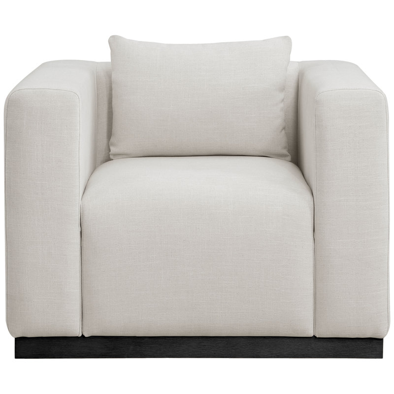 Huzayl 44,5 po de large, Tissu beige texturé en lin
