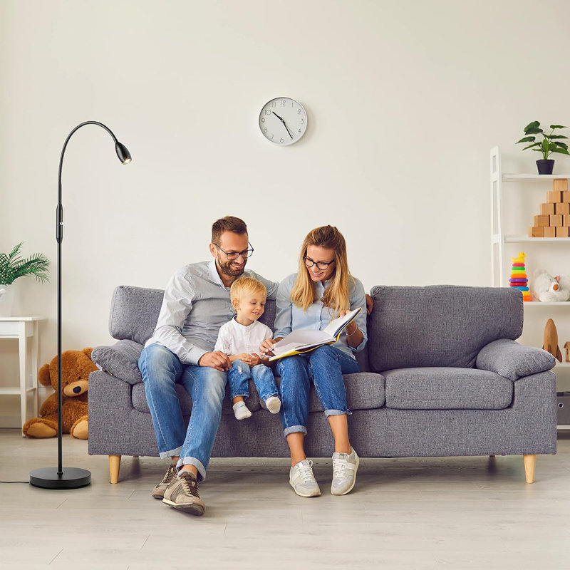 Orren Ellis Ray – Adjustable LED Beam Floor Lamp, Dimmable and Zoomable Spotlight, Flexible Gooseneck, Reading/Crafting Standing Lamp, Work Table Light