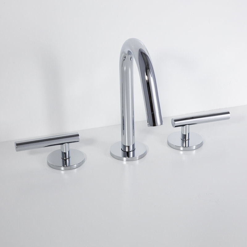Cigno Deck Mount Widespread Faucet, Polished Chrome