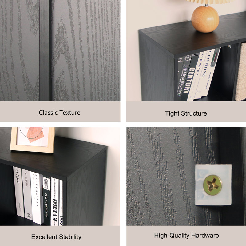 6-cube Storage Organizer, Bookcase With Thickened Back Panel, Open Shelf Storage Cabinet, Vertical Or Horizontal, Black