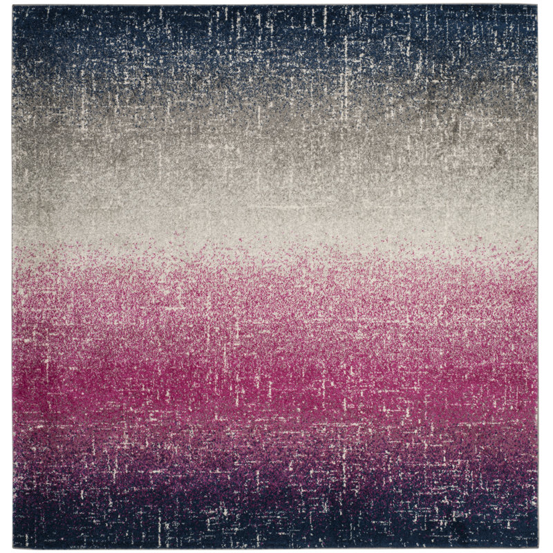 Christa Fuchsia/Navy Area Rug, Square 6'7"