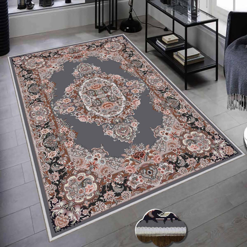Tapis tissé antibactérien (2,6 x 4,0 pi), 100% polyester, d'une hauteur de poils de 0,3 po | Impression numérique 3D antidérapante à pois en PVC | Lavable à la machine, facile d'entretien pour le salon, la chambre à coucher et le bureau