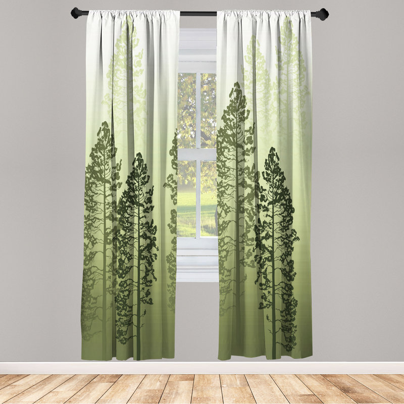 Ebern Designs, rideaux champêtres, pins ombrés de la forêt, Vert pomme, L 28 po x L 84 po
