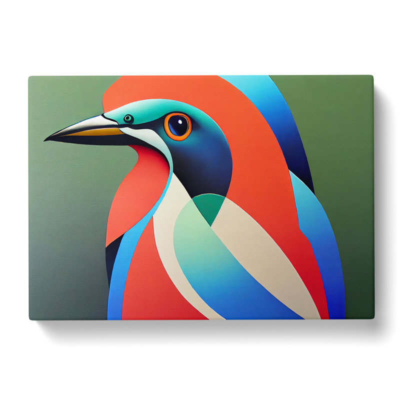 Angelical Kingfisher Bird Abstract - Wrapped Canvas, 40cm H x 60cm W x 3cm D