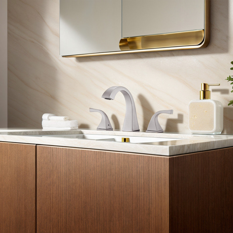 2-handle Bathroom Faucet with Drain Assembly, Brushed Nickel