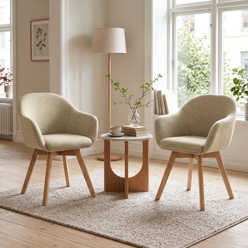 Upholstered Dining Chair, 49cm Seating Height , Greige, 2, Greige