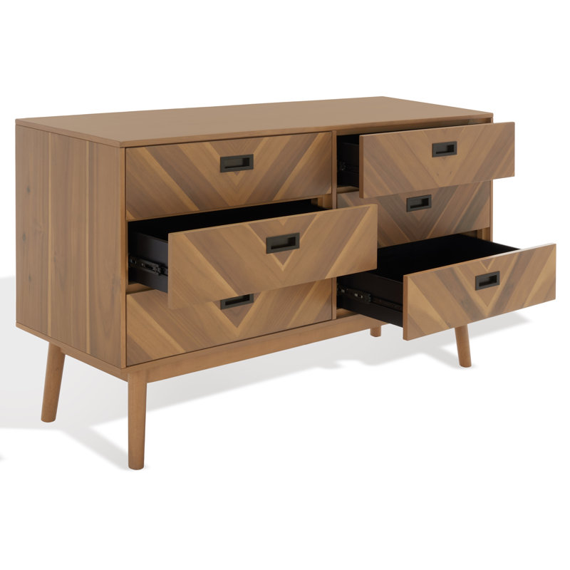 Commode double 6 tiroirs l 56 po, Naturel