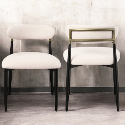 Chaise d'appoint contemporaine de 2 personnes avec look, tissu beige et finition noire, mousse rembourrée, profondeur d'assise de 19 po, largeur de produit de 22 po, poids de l'ensemble de 35 lb, sans poids d'assemblage