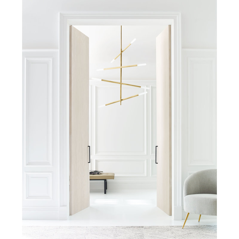 Kelly Wearstler Rousseau Large Articulating Chandelier, 33.5" H x 32" W x 3" D, Seeded Glass, Polished Nickel