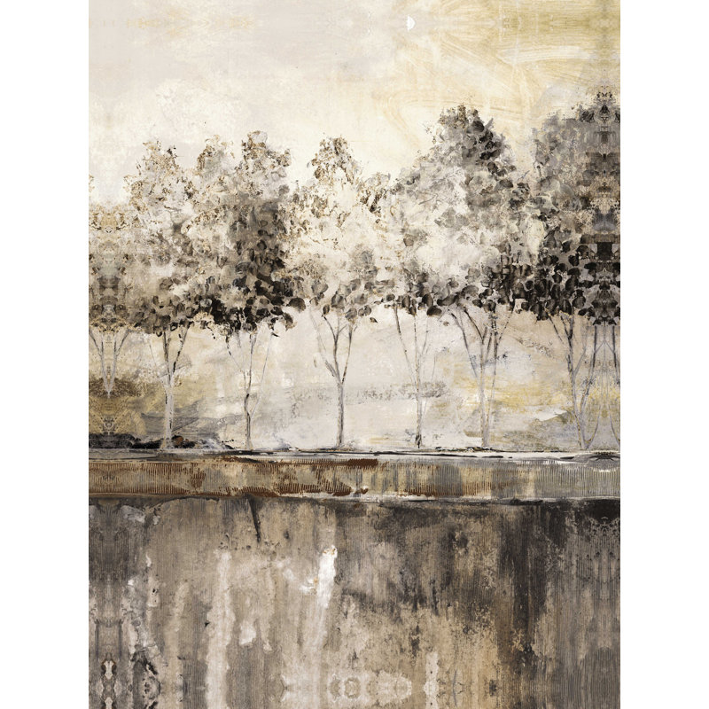 «Beige Abstract Forest Line», reproduction sur toile tendue, H 16 po x l 12 po