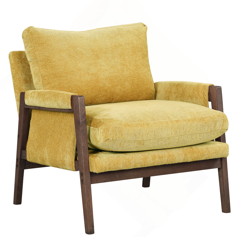 Kelly Mid-Century Modern Velvet Accent Armchair, Comfortable and Stylish for Any Living Space, Yellow
