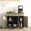 Buffet moderne avec rangement - comptoir en bois massif, gris, 3 tiroirs, portes, tablette réglable, armoire de cuisine grise pour assiettes, casseroles, poêles, ustensiles, serviettes de table
