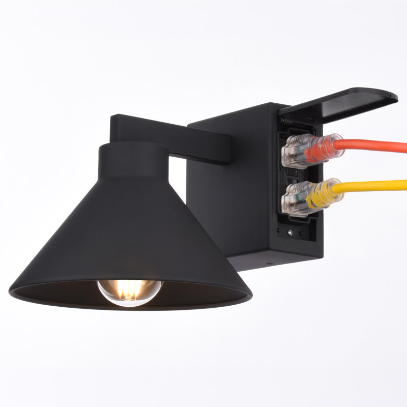 Sumner 6.75 in. H 1-Light Matte Black Contemporary Outdoor Wall Sconce with Dusk to Dawn Sensor, Dark Sky Compliant, Ideal for Porch, Patio, Front Door or Garage
