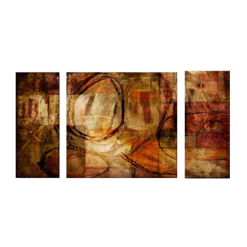 ETABX III '- 3 pièces, reproduction sur toile, Art mural noir encadré texturé, H 40 po x l 60 po, Pas de tapis