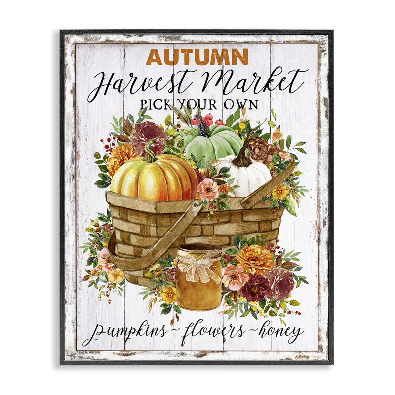 Art mural automne sur toile, marché floral par Creatif Belle, Giclée encadrée noir minuit, H 30 po x l 24 po