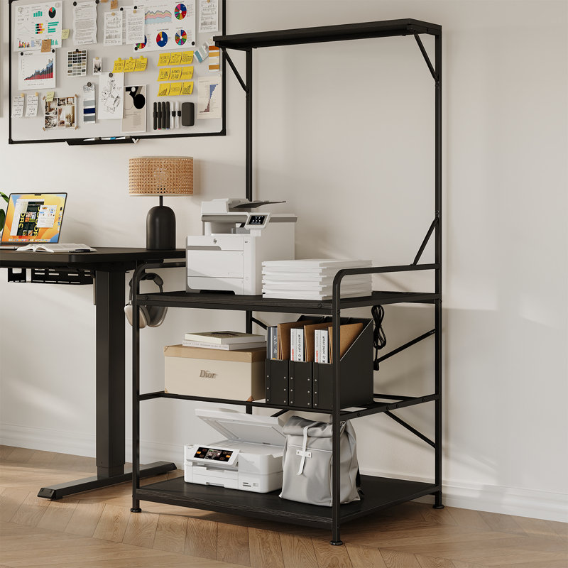 4-Tier 3D Printer Stand With Charing Station & Lockable Wheels