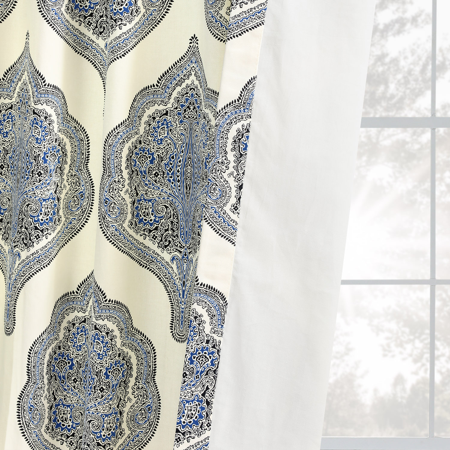 Lawhon Cotton Room Darkening Curtain Set, 50"W x 96"L, Blue