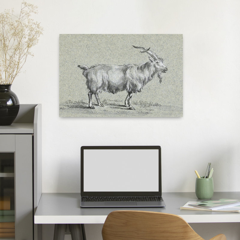 Art mural rétro, chèvre debout par Jean Bernard, H 24 po x l 16 po