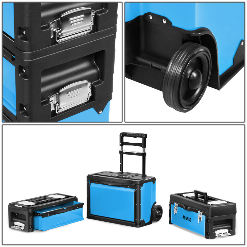 3-Tier Stackable Separate Hand Case Tool Boxes Trolley (Red), Blue